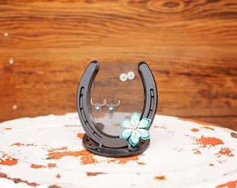 Horseshoe Earring Holder, Earring Holder, Earring Display, Earring Organizer, Jewelry Holder, Horseshoe Decor, Horseshoe Art, Rustic Decor