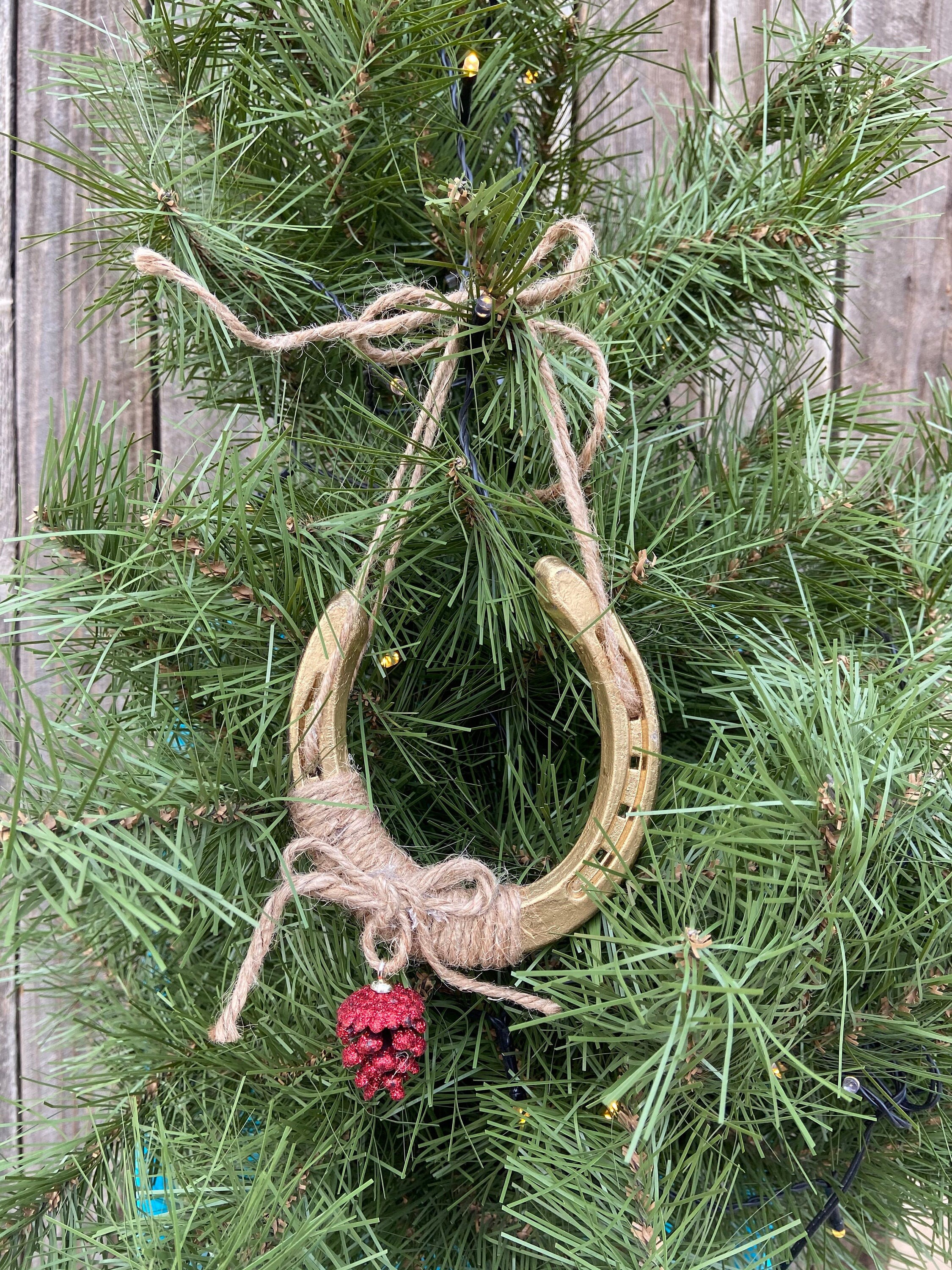 Gold Horseshoe Christmas Tree Ornament Christmas Decorations Etsy