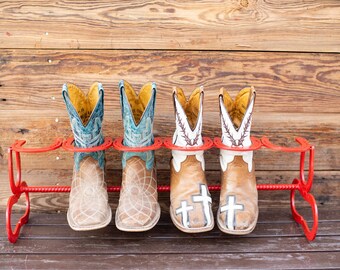 Estante para botas - Almacenamiento de botas - Estante para botas con forma de herradura - Estante para botas rústico - Organizador de botas - Decoración con forma de herradura
