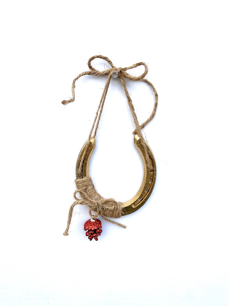 Gold Horseshoe Christmas Tree Ornament Christmas Decorations Etsy
