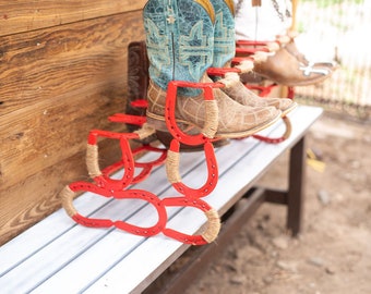 Horseshoe Boot Rack - Horseshoe Boot Organizer - Horseshoe Art- Cowboy Boot Holder- Shoe Organizer -Cowboy Boot Rack - Rustic Home Boot Rack