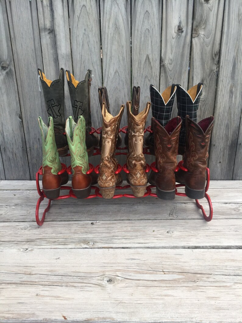 decorative western boot racks on Shoes Christmas Gift For Her Red Boot Rack Boot Organizer Boot Rack Horseshoe Decor Good Christmas Gift For Him Horseshoe Boot Rack Insoles Accessories