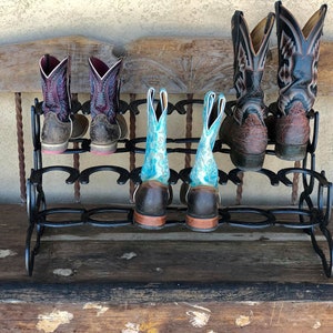 Boot Rack, 6 Pairs of Boots, Horseshoe Decor, Horseshoe Art, Boot Holder, Shoe Organizer, Cowboy Boot Rack, Gift for her or him