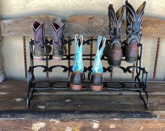 Boot Rack, 6 Pairs of Boots, Horseshoe Decor, Horseshoe Art, Boot Holder, Shoe Organizer, Cowboy Boot Rack, Gift for her or him