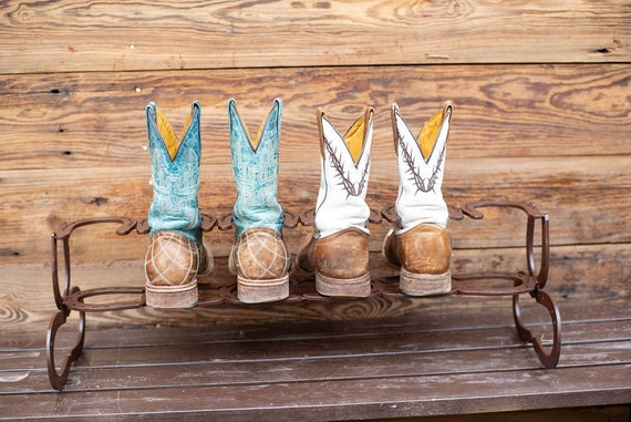 Cowboy Boot Rack Ideas  Tata Harper's rustic homemade shoe