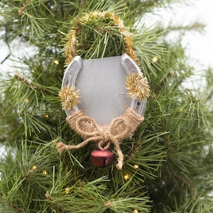 Silver Horseshoe Picture Frame Christmas Tree Ornament - Christmas Decorations - Horseshoe Decorations - 2019 Ornament