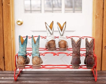 Horseshoe Boot Rack - Boot Rack - Red Boot Rack - Boot Organizer - Good Christmas Gift for Him - Christmas Gift for Her - Horseshoe Decor