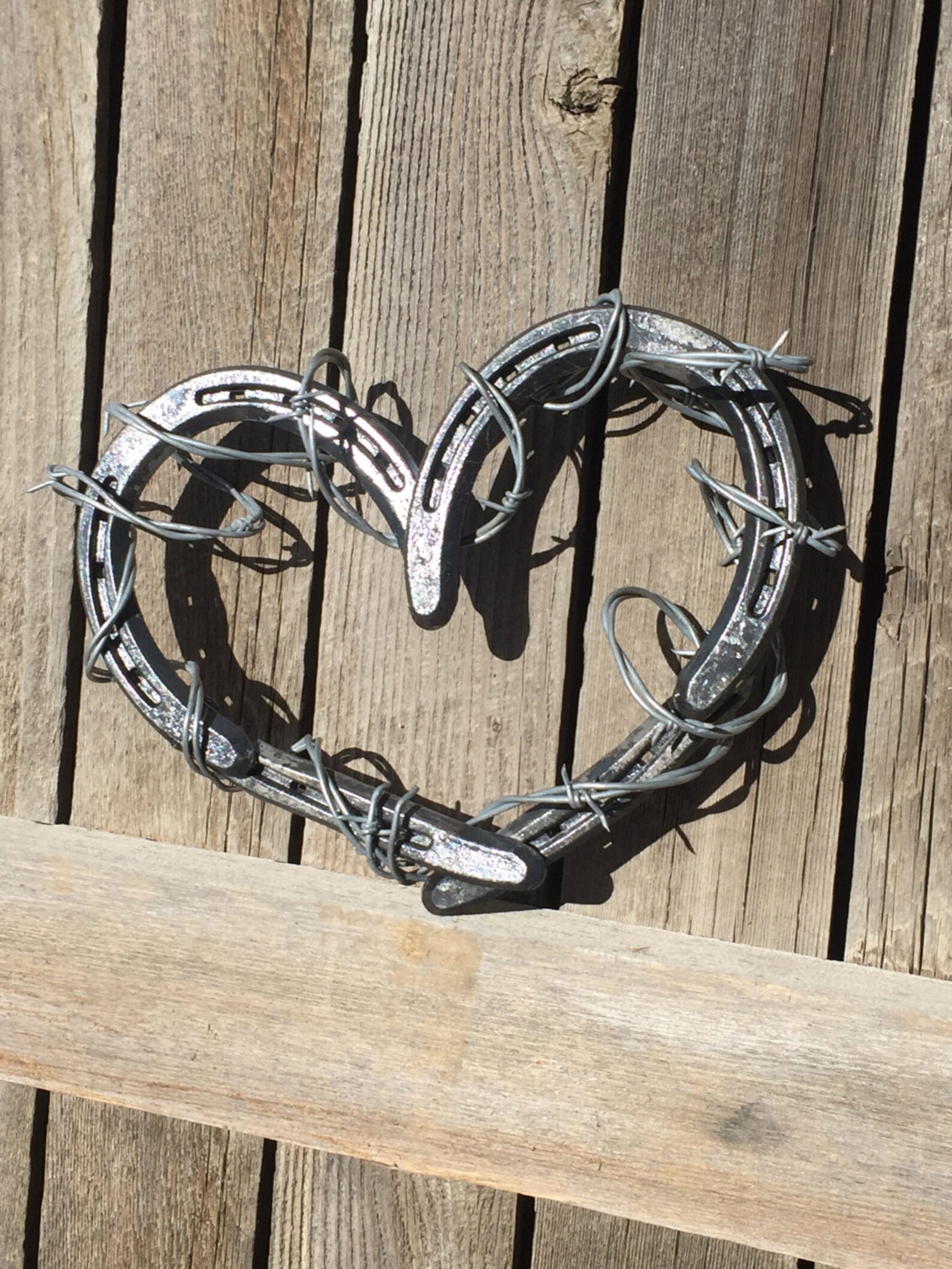Horseshoe Heart Horseshoe Heart with Barb Wire Horseshoe Etsy