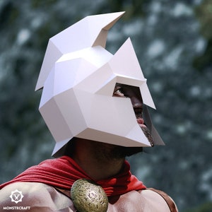 Capacete espartano, rei guerreiro Leônidas, máscara de papel, modelo PDF, máscara 3D Low Poly, fantasia de adereços de filme para Halloween, festa, Comic Con
