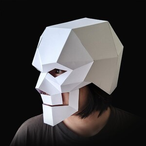 Human Skull Mask, Kids Halloween Costume Paper Mask, DIY PDF Template, Easy Instant Printable 3d Low Poly Costume, Party, Comic Con