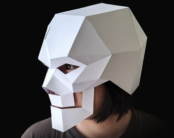 DIY Papercraft Skull Mask, Halloween Costume (PDF Template)