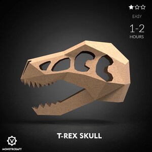 Puede incluir: Un modelo de cr&aacute;neo de T-Rex de cart&oacute;n marr&oacute;n. El modelo est&aacute; hecho de cart&oacute;n y tiene un efecto 3D. El modelo es f&aacute;cil de montar y tarda de 1 a 2 horas en completarse. Cr&aacute;neo de T-Rex.