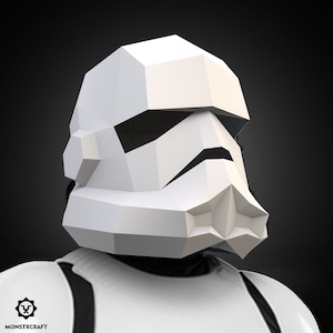 Máscara de papel de casco Stormtrooper, cosplay de astronauta espacial, plantilla PDF de máscara de papel de baja poli, disfraz 3d para Halloween