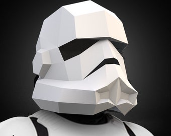 Stormtrooper Helmet Paper Mask, Space Astronaut Cosplay, Low Poly Paper Mask PDF Template, 3d Costume for Halloween