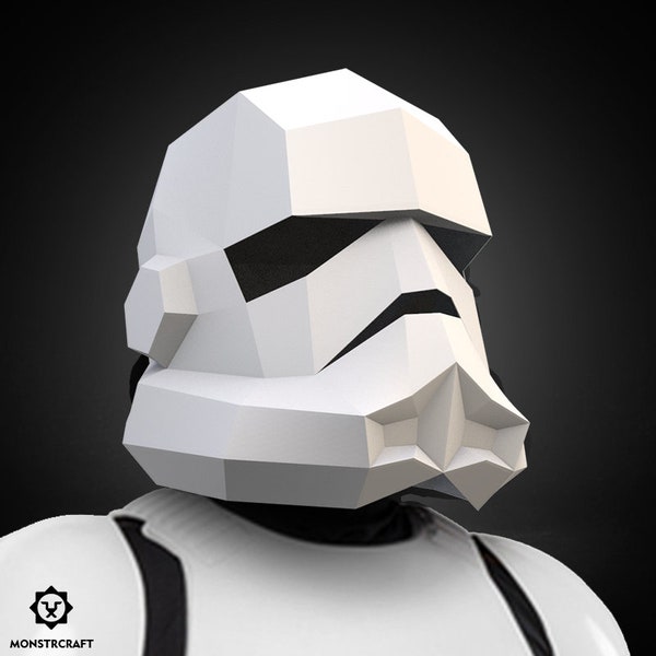 Stormtrooper Helmet Paper Mask, Space Astronaut Cosplay, Low Poly Paper Mask PDF Template, 3d Costume for Halloween