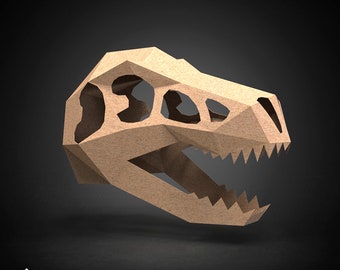 T-Rex Papiermaske, 3D Dinosaurier Kostüm (PDF Vorlage)