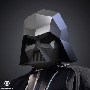 Casco de Darth Vader, Cosplay del Señor Oscuro, Plantilla PDF de máscara de papel de baja poli, disfraz 3D imprimible para Comic Con, fiesta, Halloween