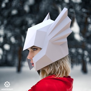 Capacete Thor, super-herói, máscara de papel, modelo PDF, máscara 3D Low Poly, fantasia de adereços de filme para Halloween, festa, Comic Con