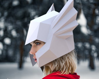 Thor Helmet Paper Mask, 3D Low Poly Costume (PDF Template)