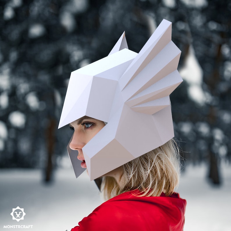 Thor Helmet, Superhero, Paper Mask, PDF Template, 3d Low Poly Mask, Movie Props Costume for Halloween, Party, Comic Con 