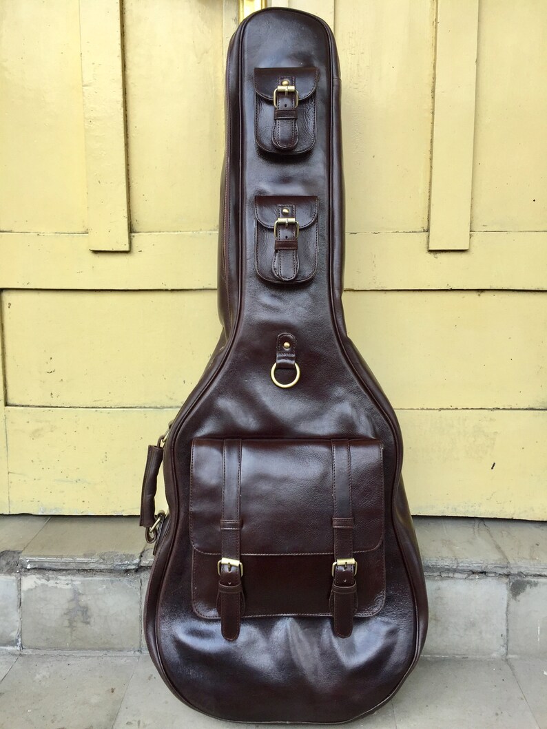 Leather Guitar Case Soft case Guitar Bag Leather case Etsy