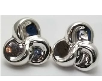 Jean Frederic Duclos Sterling Silver Modernist Electroform Clip Earrings