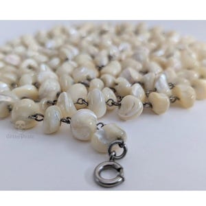 62" Antique Victorian 12mm Balamuti Mother of Pearl Chain - 146g - Arctic White
