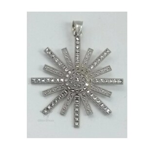Solid 14k White Gold 585 Diamond Cut Snowflake Pendant 1.77" image 1