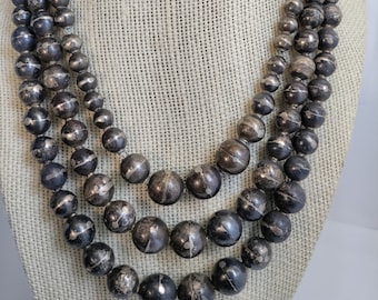 Lot of 2 Vintage 1940&#39;s Solid Sterling Silver Bench Beads on Factory Chain