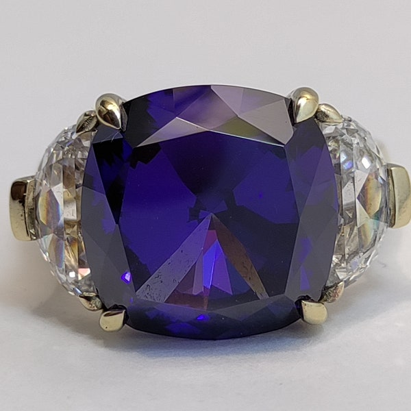 Sz 8 Gold over Sterling Daniel K Cubic Zirconia Tanzanite Ring