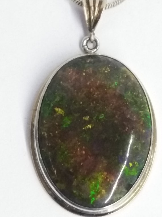 Solid Australian Black Andamooka Matrix Opal Pend… - image 2