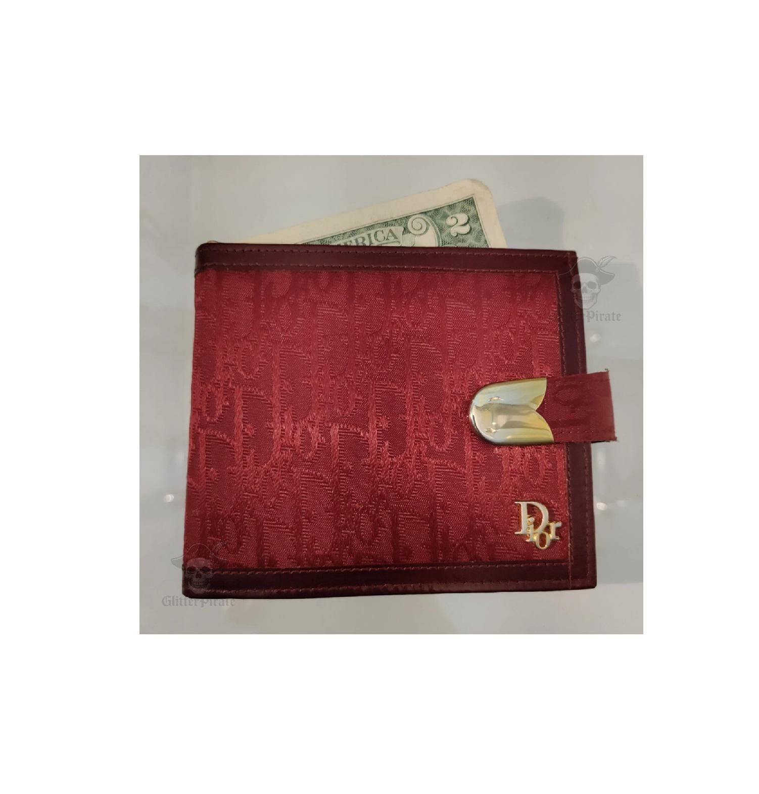 Rare 1980s Christian Dior Maroon Trotter Kiss-lock Wallet