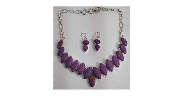 23" India Solid Sterling Silver Simulated Purple … - image 1