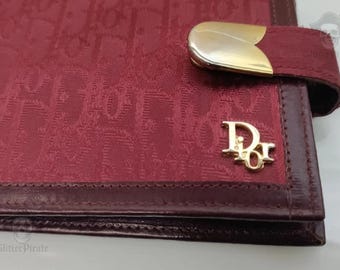 Rare 1980s Christian Dior Maroon Trotter Kiss-lock Wallet
