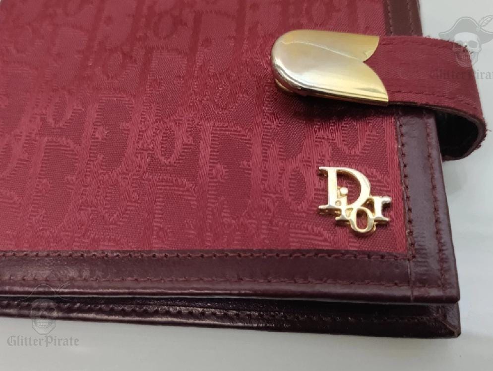 Rare 1980s Christian Dior Maroon Trotter Kiss-lock Wallet
