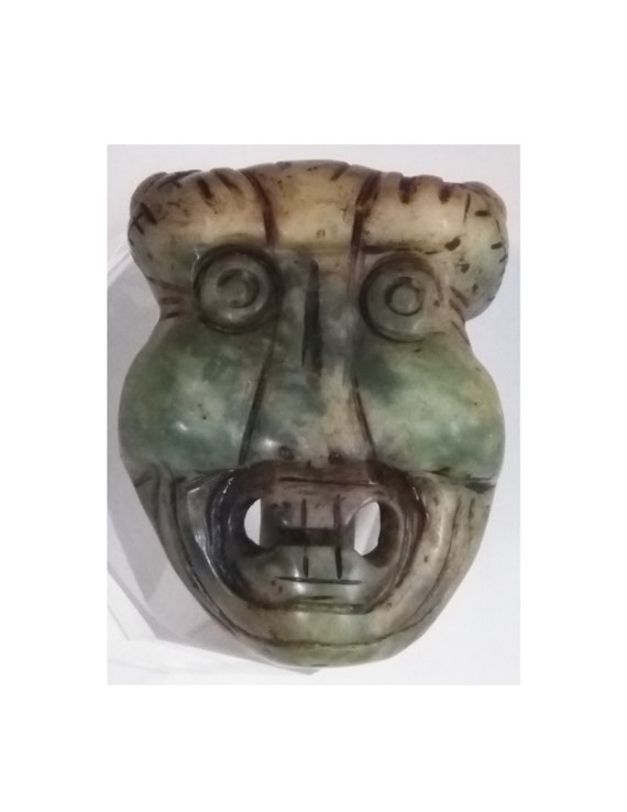 Vintage Chinese Hand Carved Nephrite Jade Face Mas