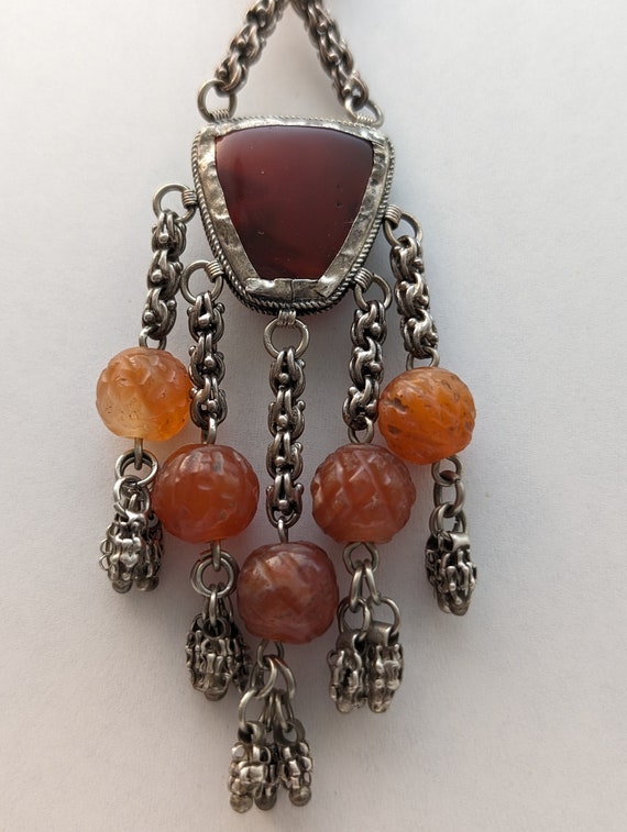 RARE Antique Ottoman Turkish Silver Carnelian Cha… - image 8