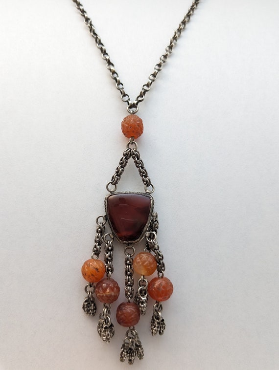 RARE Antique Ottoman Turkish Silver Carnelian Cha… - image 2