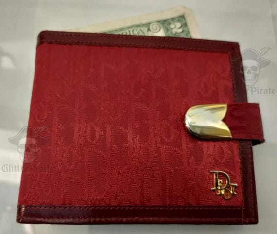 Rare 1980s Christian Dior Maroon Trotter Kiss-lock Wallet