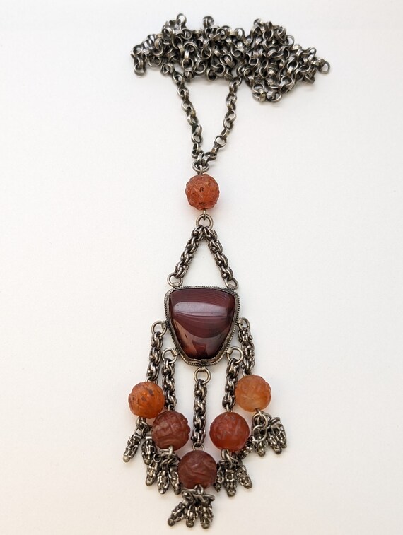 RARE Antique Ottoman Turkish Silver Carnelian Cha… - image 3