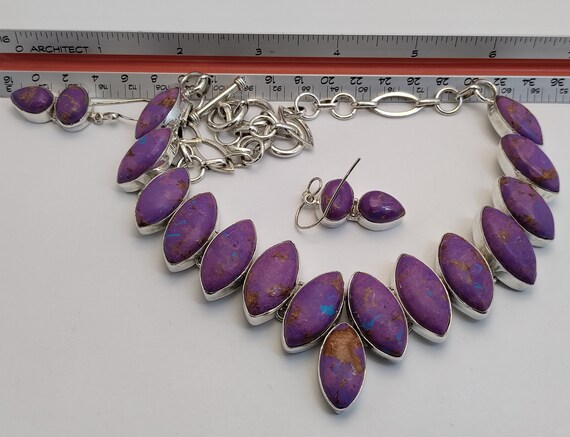 23" India Solid Sterling Silver Simulated Purple … - image 8