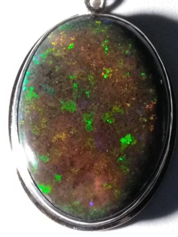 Solid Australian Black Andamooka Matrix Opal Pendant … Gem