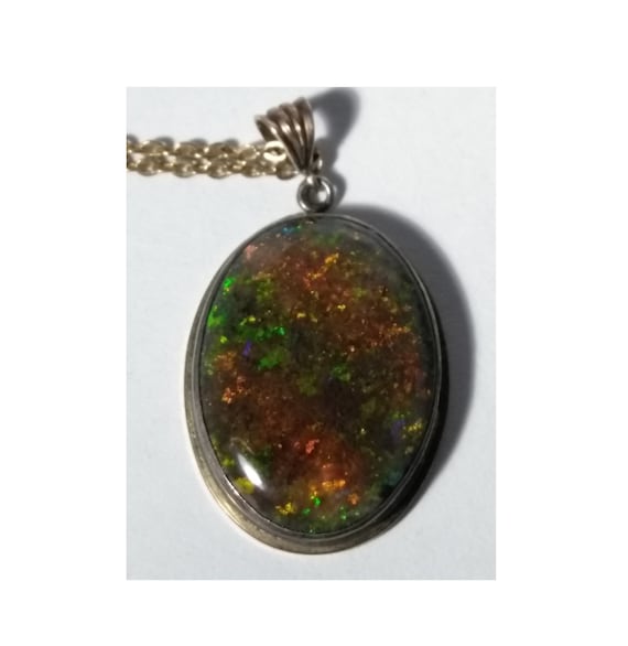 Solid Australian Black Andamooka Matrix Opal Pend… - image 1