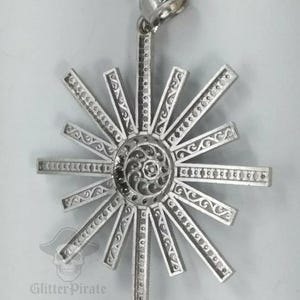Solid 14k White Gold 585 Diamond Cut Snowflake Pendant 1.77" image 10