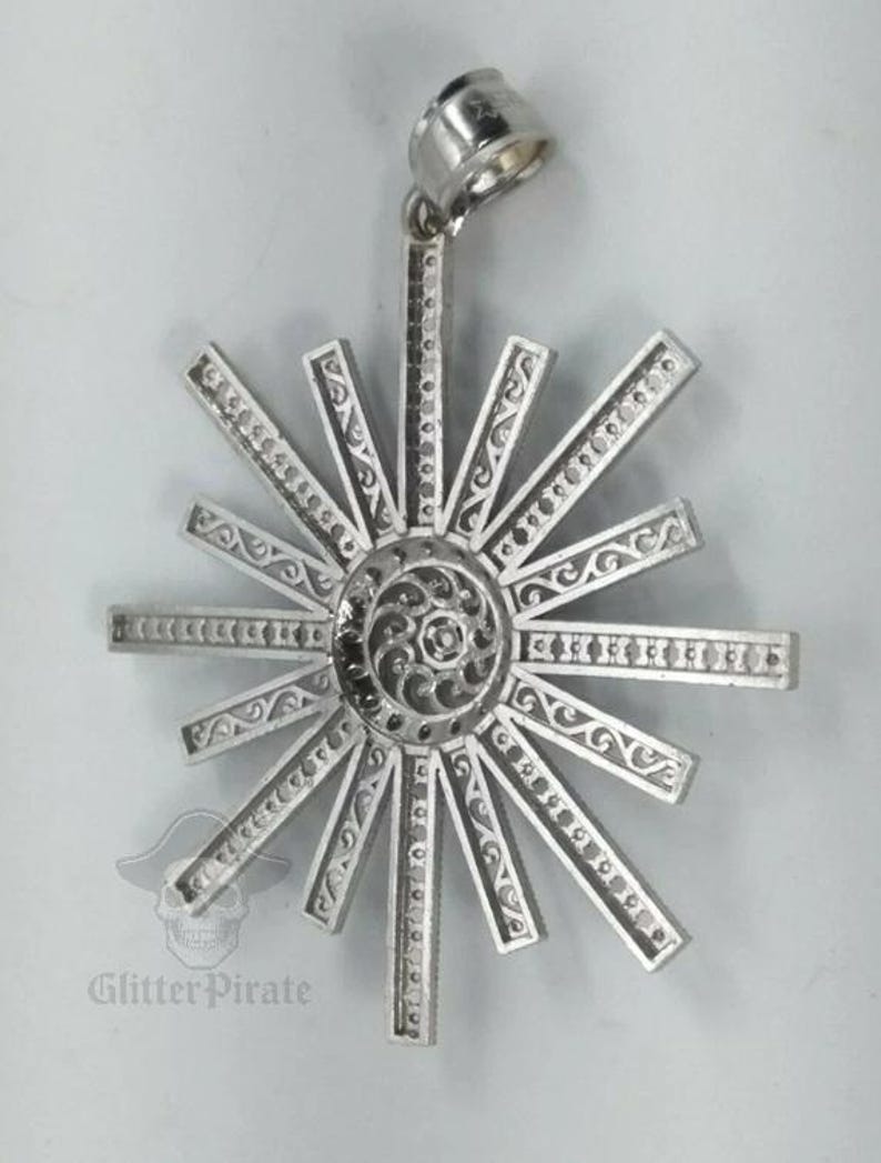 Solid 14k White Gold 585 Diamond Cut Snowflake Pendant 1.77" image 10