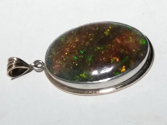 Solid Australian Black Andamooka Matrix Opal Pend… - image 4
