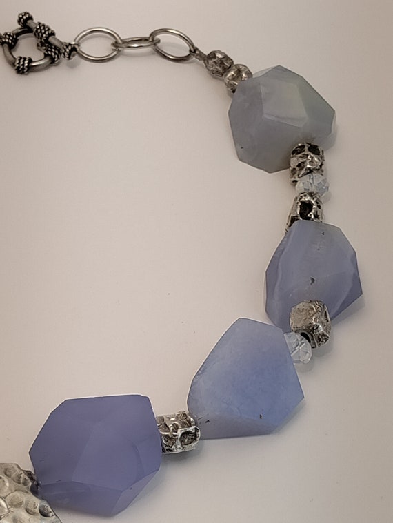 Chunky Solid Sterling Silver Hammered Disk Natura… - image 4