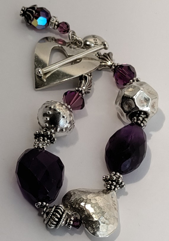 Handmade Solid Sterling Silver Faceted Amethyst B… - image 4