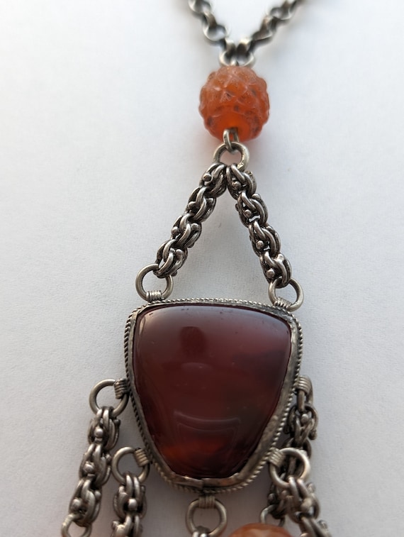 RARE Antique Ottoman Turkish Silver Carnelian Cha… - image 6