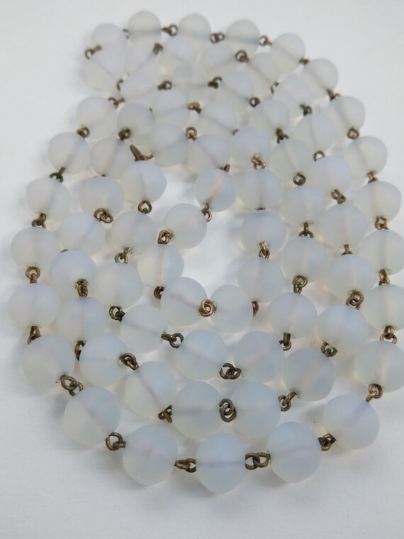 Antique Victorian 32" Opaline Glass 9mm Bead Neck… - image 3